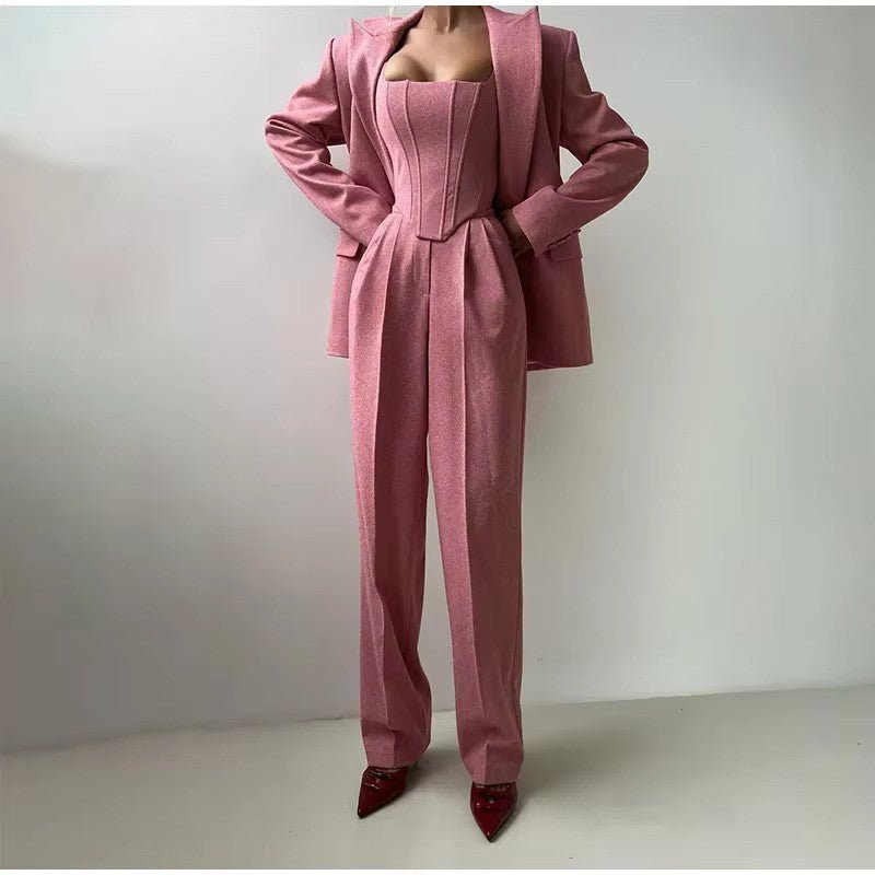 Women's pantsuit set with corset and blazer