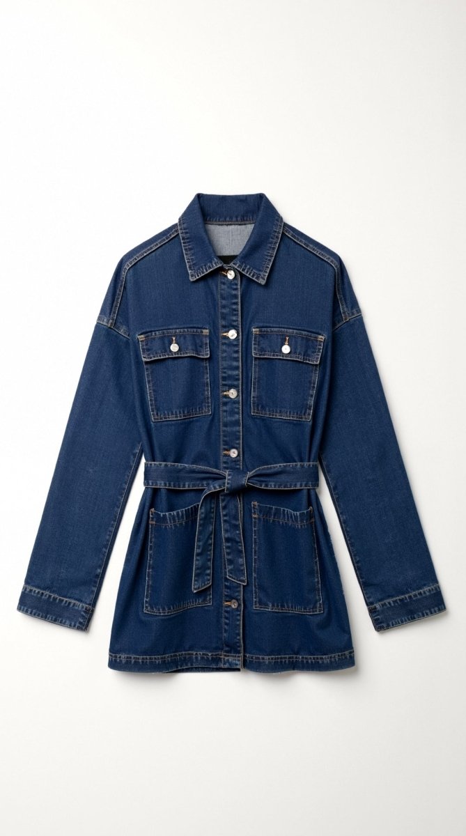 Women's Denim Jacket with Waist Belt