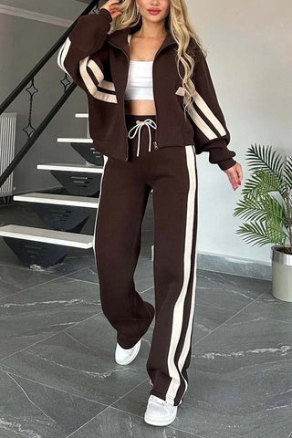 Damen Jogginganzug mit Streifen Zweiteilig - Cecile LavelleBraun