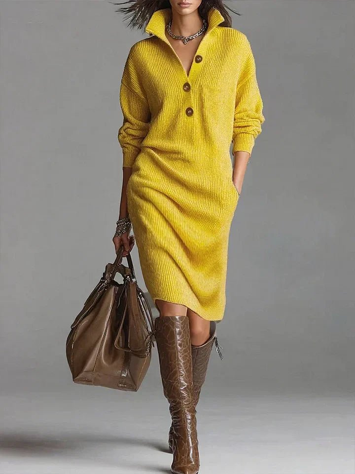 Women's Midi Dress with Button Front