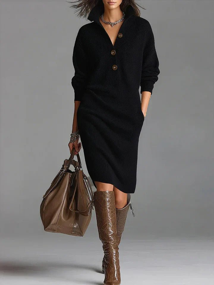 Women's Midi Dress with Button Front