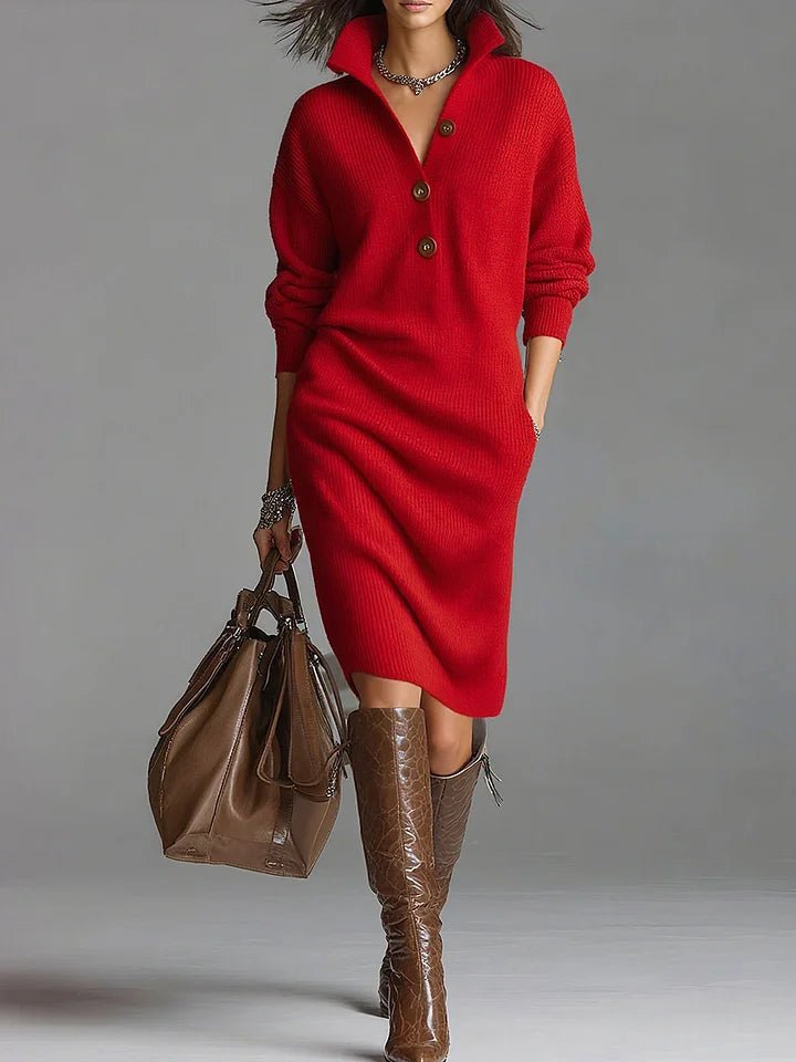 Women's Midi Dress with Button Front
