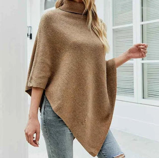 Damen Knopf Poncho Herbst - Cecile LavelleRot