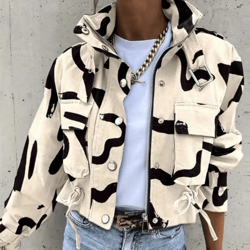 Women's Short Jacket with Hood and Pockets