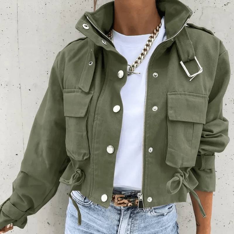 Women's Short Jacket with Hood and Pockets