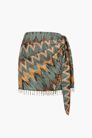 Damen Mini Wickelrock mit Boho Muster - Cecile LavelleGrün