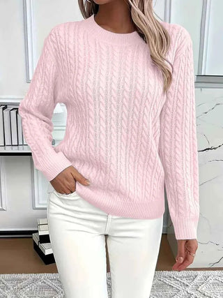 Damen Pullover Herbst Strick - Cecile LavelleRosa - Weiß