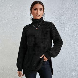 Damen Pullover Rollkragen Elegant - Cecile LavelleSchwarz