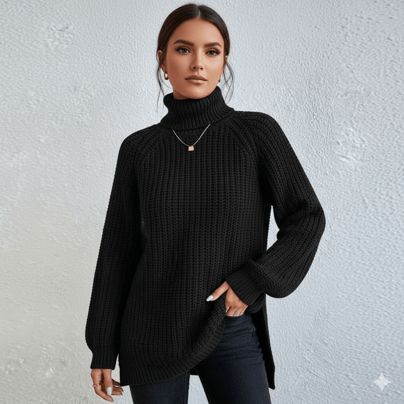 Damepullover med rullekrave elegant