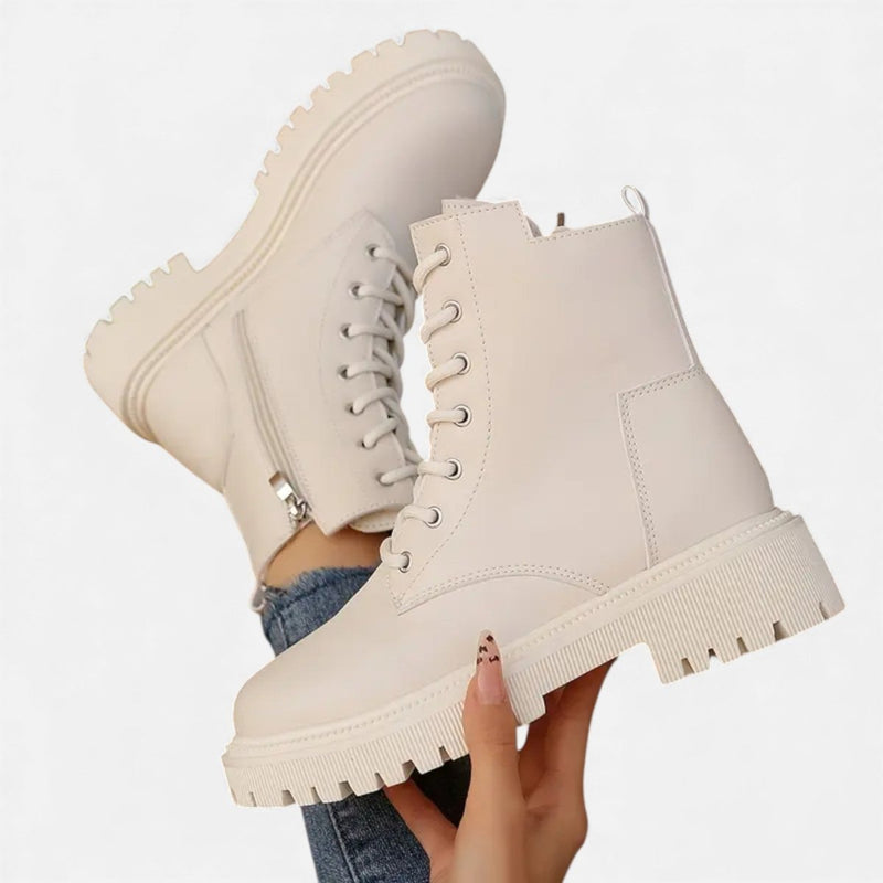 Women's Lace-Up Ankle Boots with Tread Sole Modern