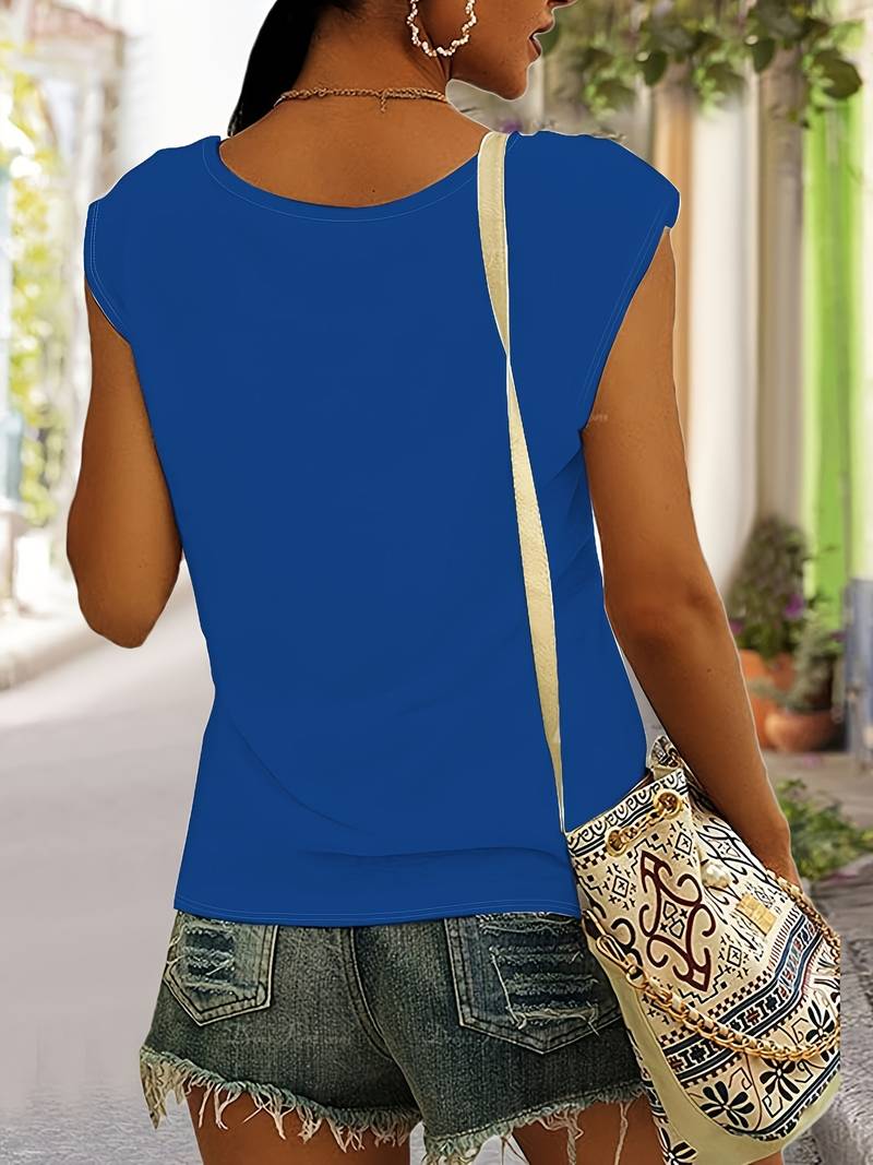 Women's summer sleeveless top with V-neck