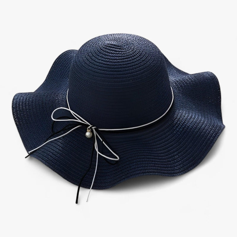 Women's sun hat with wide brim and bow