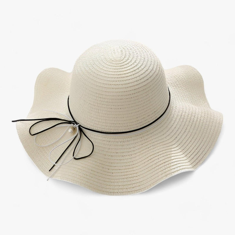 Women's sun hat with wide brim and bow