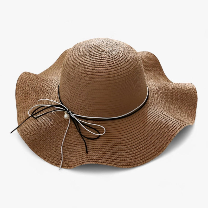 Women's sun hat with wide brim and bow