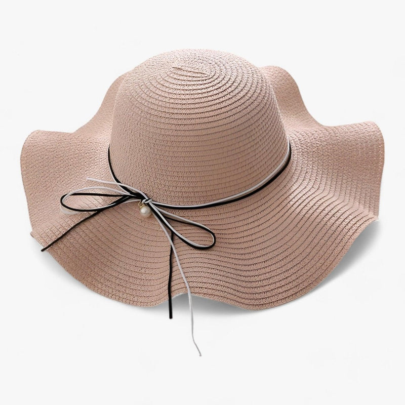 Women's sun hat with wide brim and bow