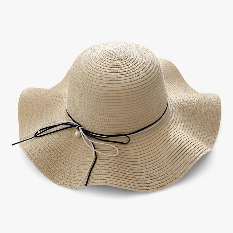 Women's sun hat with wide brim and bow