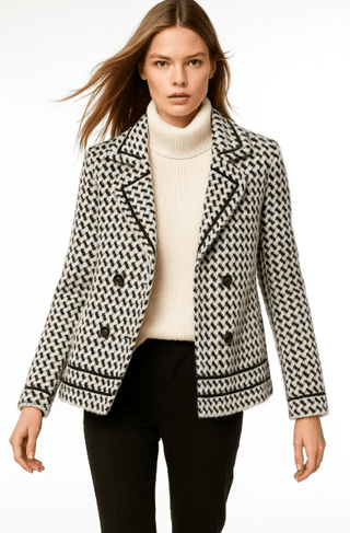 Damen Strick Jacke Hahnentritt - Cecile LavelleWeiß