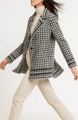 Damen Strick Jacke Hahnentritt - Cecile LavelleWeiß