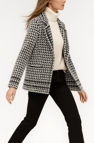 Damen Strick Jacke Hahnentritt - Cecile LavelleWeiß