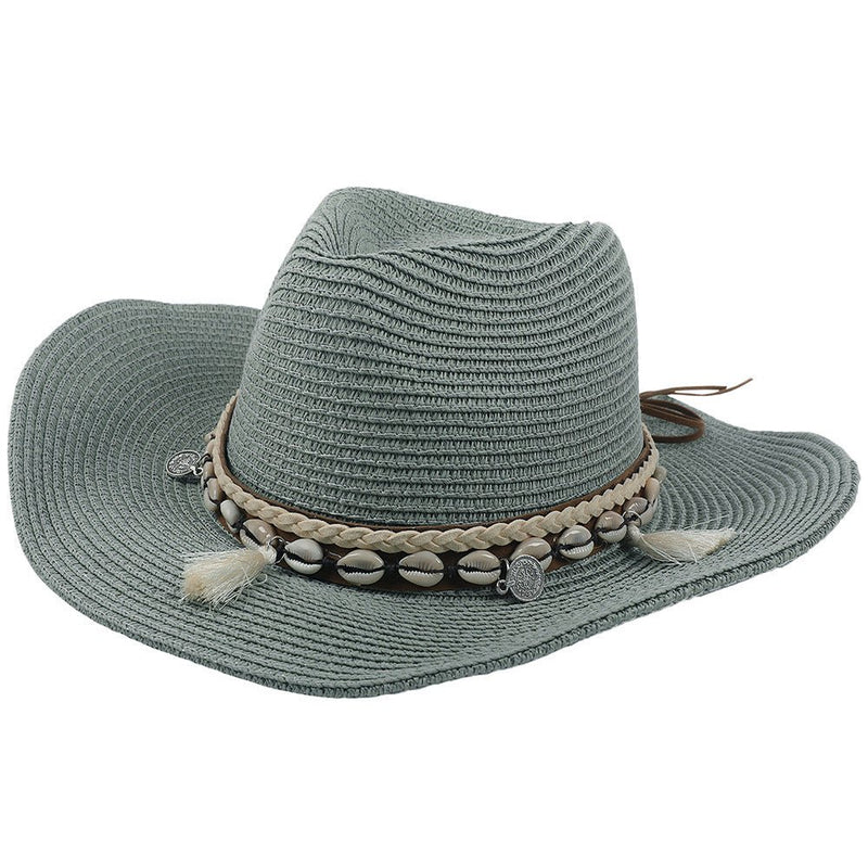 Women's Boho Straw Hat Summer Hat with Shells