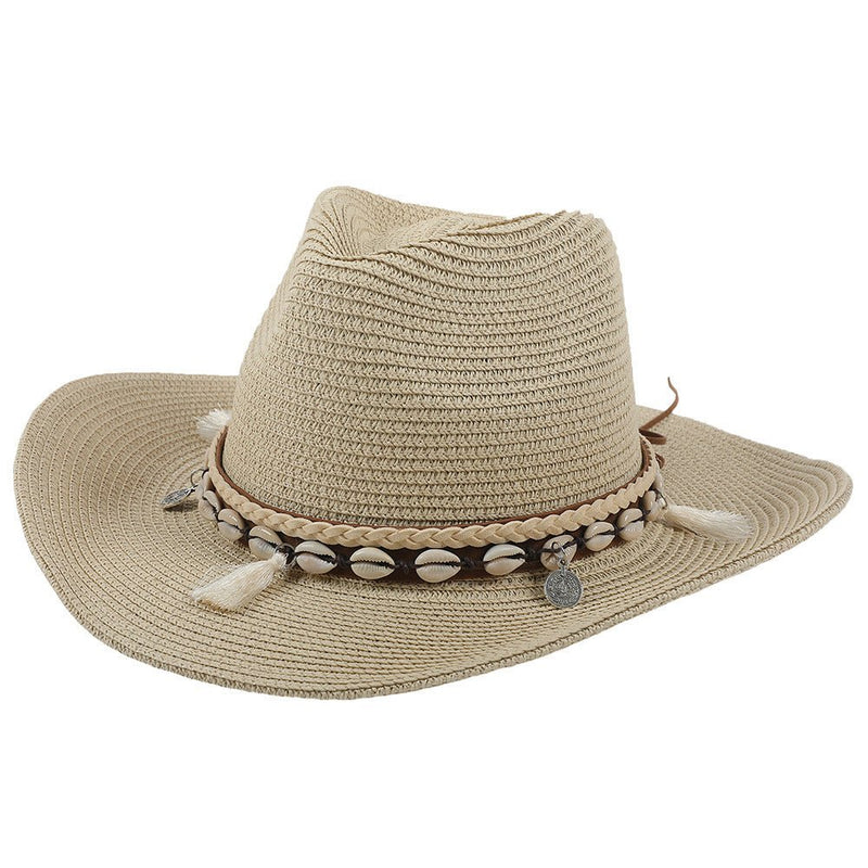 Women's Boho Straw Hat Summer Hat with Shells