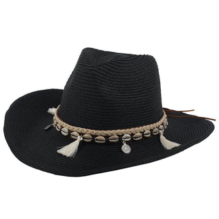 Damen Strohhut Boho Sommerhut mit Muscheln - Cecile LavelleSchwarz
