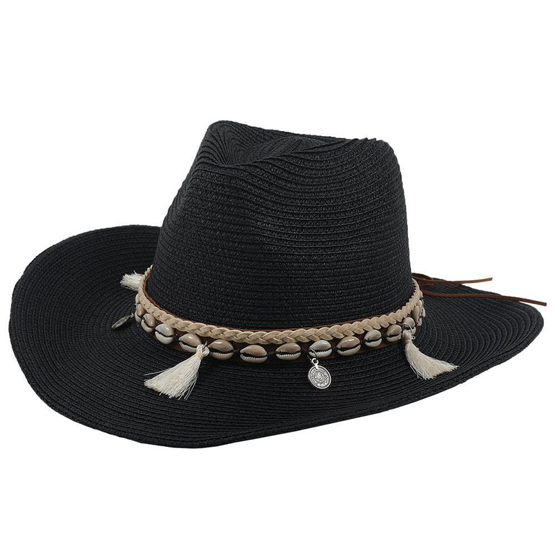 Women's Boho Straw Hat Summer Hat with Shells