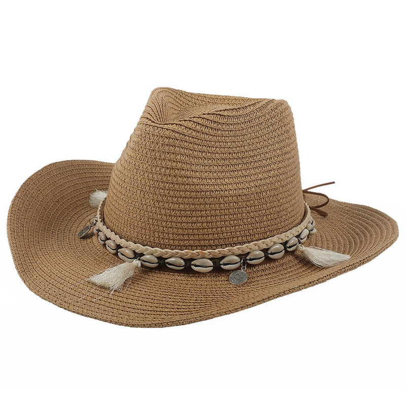 Women's Boho Straw Hat Summer Hat with Shells