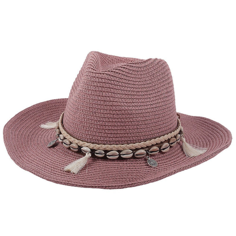 Women's Boho Straw Hat Summer Hat with Shells
