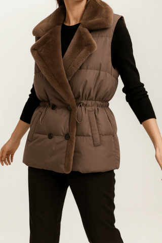 Damen Winter Weste Plüsch - Cecile LavelleKhaki