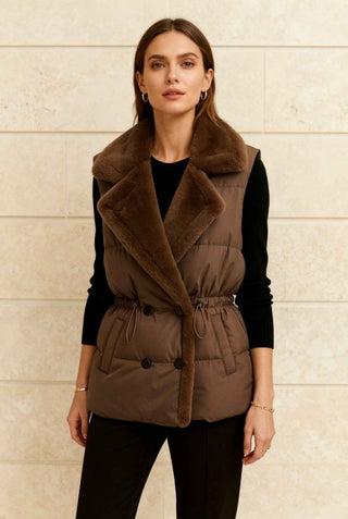 Damen Winter Weste Plüsch - Cecile LavelleBraun