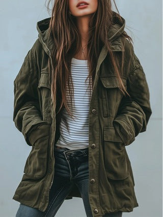 Damen Winterjacke mit Kapuze Grün in Grün