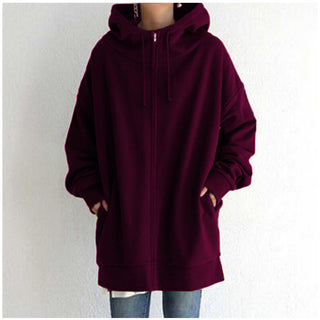 Damenjacke Oversized mit Reißverschluss in Aubergine