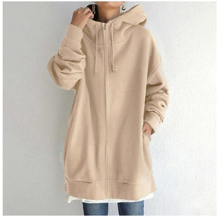 Damenjacke Oversized mit Reißverschluss in Beige