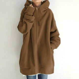 Damenjacke Oversized mit Reißverschluss in Braun