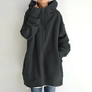 Damenjacke Oversized mit Reißverschluss in Dunkelgrau