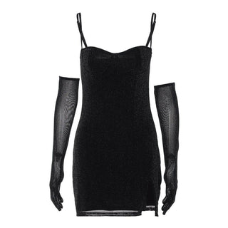 darya – bodycon midikleid mit perlenbesetztem mesh - top - Cecile LavelleSchwarz