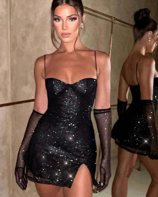 darya – bodycon midikleid mit perlenbesetztem mesh - top - Cecile LavelleSchwarz