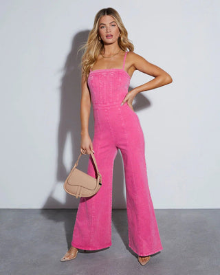Livia – Denim Jumpsuit mit Korsett-Top und weitem Bein - Cecile Lavelle