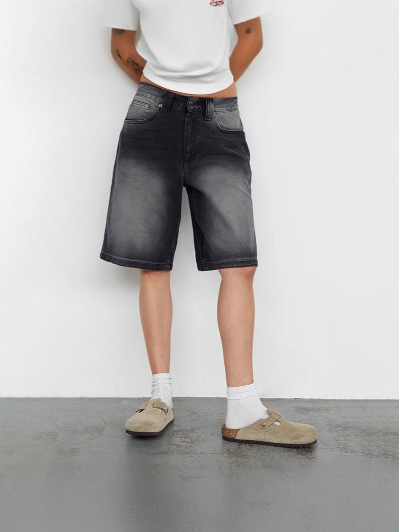 Denim Jorts Women High Waist Knee-Length