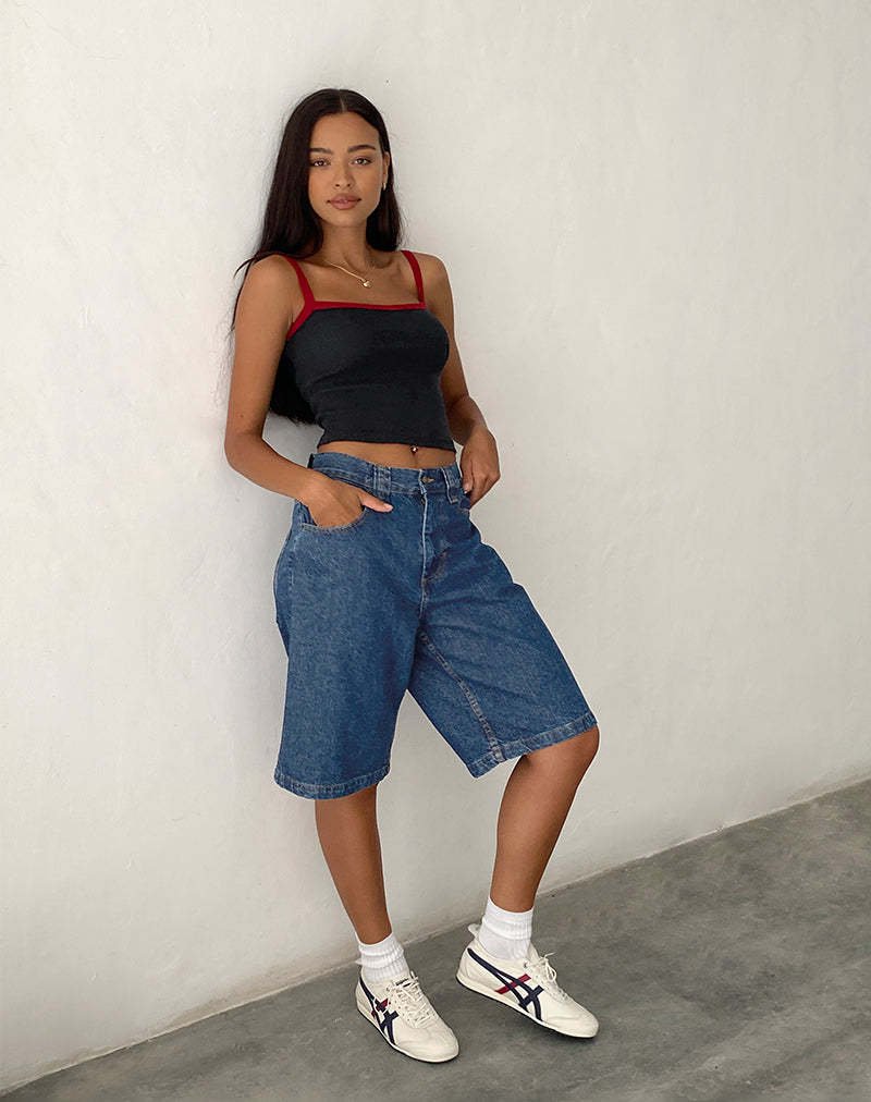 Denim Jorts Women High Waist Knee-Length