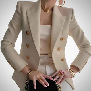 Doppelreihiger Damenblazer Goldknöpfe - Cecile LavelleBeige