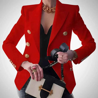 Doppelreihiger Damenblazer Goldknöpfe - Cecile LavelleRot