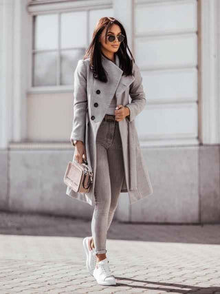 Doppelreihiger Trenchcoat tailliert - Cecile LavelleGrau