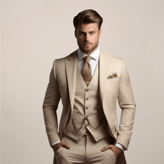 Dreiteiliger Slim Fit Anzug Für Formelle Anlässe - Cecile LavelleBeige