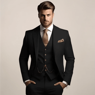 Dreiteiliger Slim Fit Anzug Für Formelle Anlässe - Cecile LavelleSchwarz