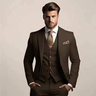 Dreiteiliger Slim Fit Anzug Für Formelle Anlässe - Cecile LavelleKaffee