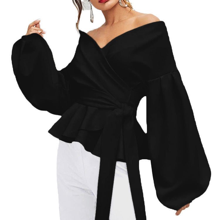 Elegante Carmenbluse mit Taillenband