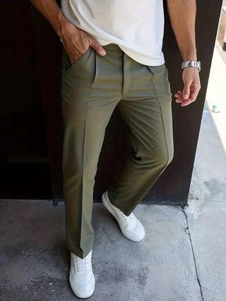 Elegante Herren Pantalon mit Geradem Bein - Cecile LavelleOlivgrün