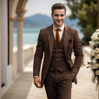 Eleganter Dreiteiliger Anzug Für Hochzeit Und Gala - Cecile LavelleBraun